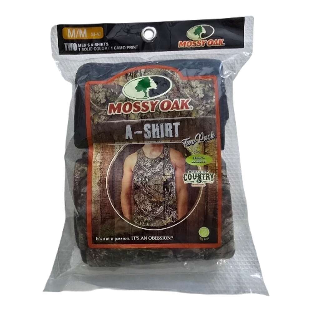NWT Mossy Oak Mens A-Shirt Tank Tops 2 Pack Camo Cotton Medium 38-40